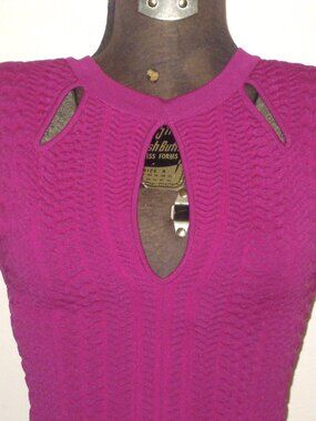Vintage Bebe Festival Fuchsia Pink Bodycon Cut Out Bandage Dress Sz XS